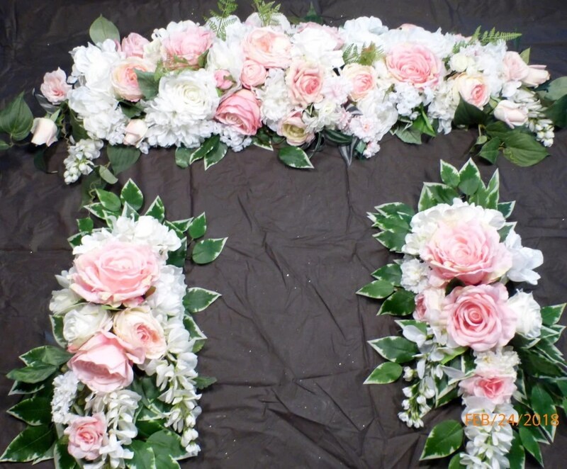 Wedding Arch and Tiebacks, Pink and white Rose Arbor Decorations